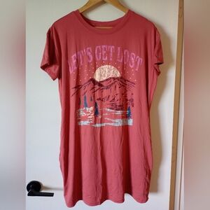 Joyspun Mountain Let's Get Lost Sleep Shirt Nightgown Size L-XL